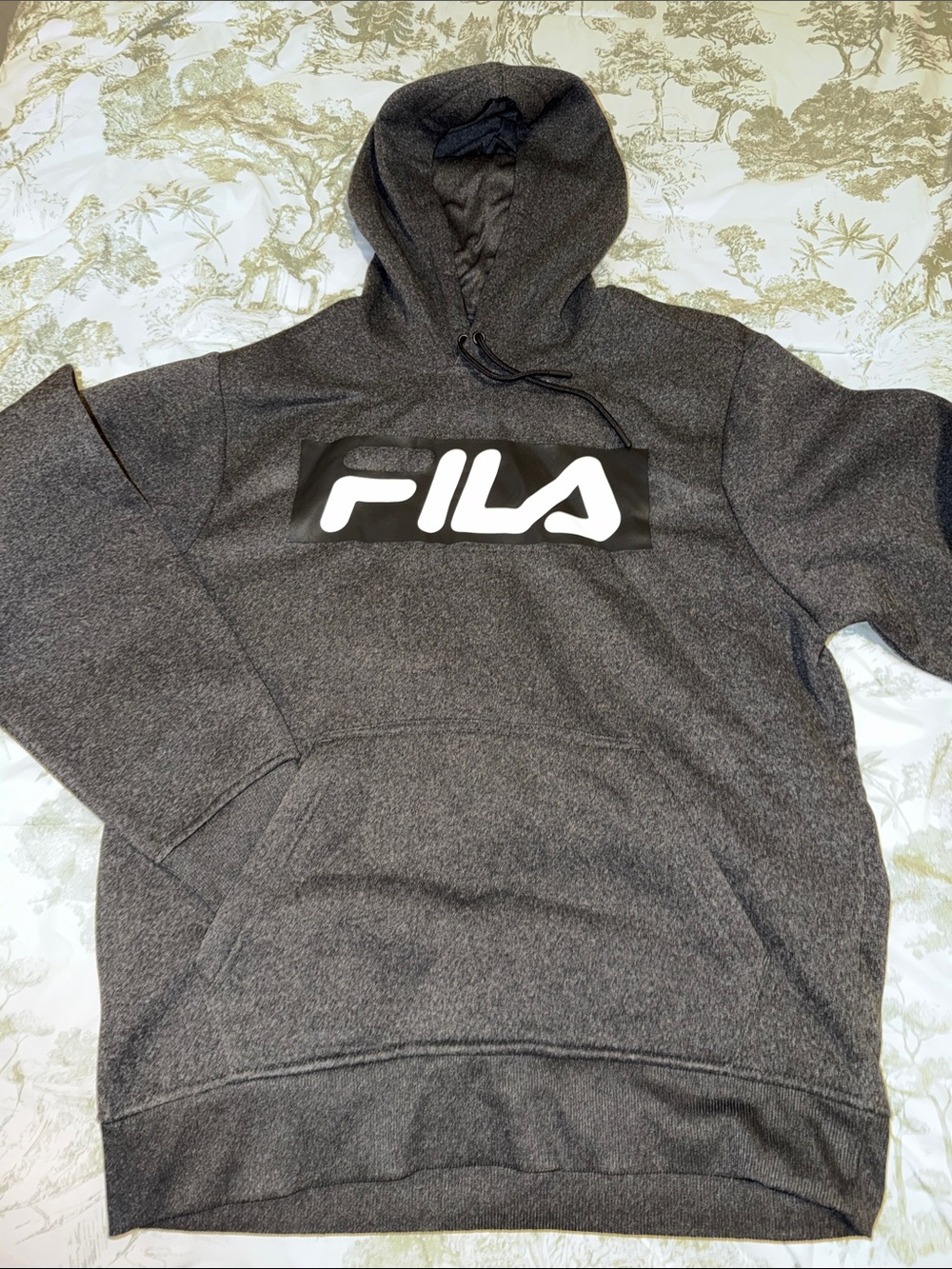 Never Used Fila Dark Gray Pullover Hoodie with White Logo